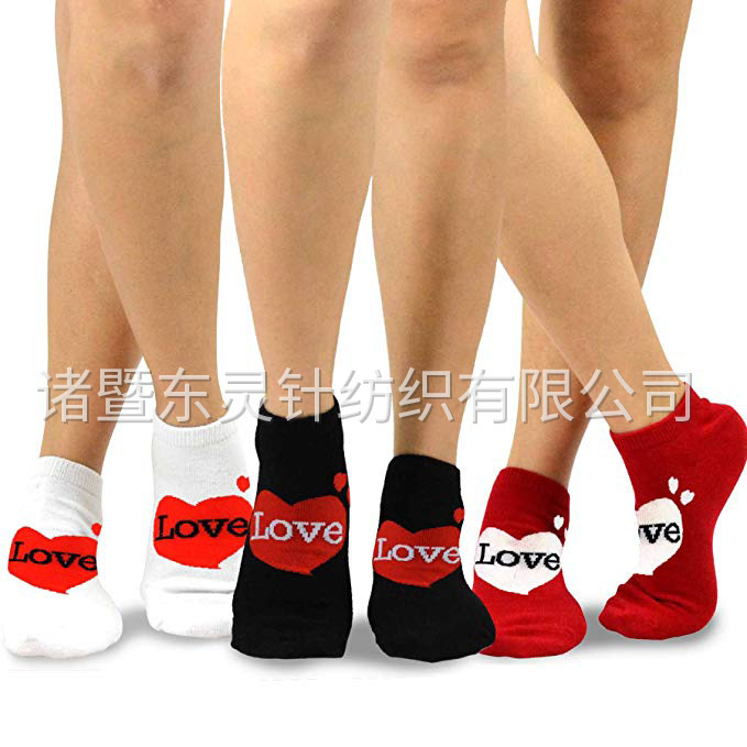 東(dōng)靈 情人(rén)節 LOVE 女(nǚ)式船(chuán)襪5雙裝