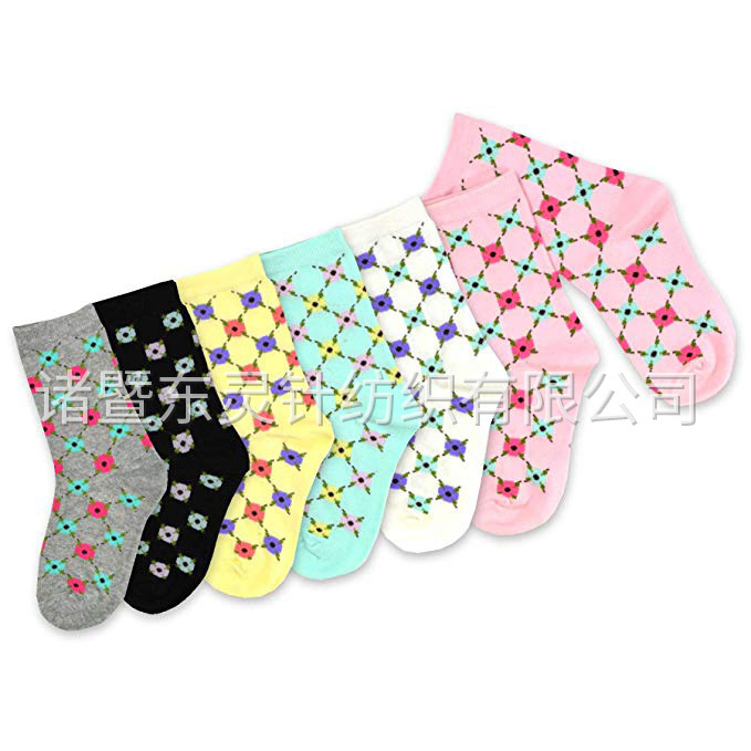東(dōng)靈 女(nǚ)童棉質時(shí)尚趣味短(duǎn)襪 6 雙裝