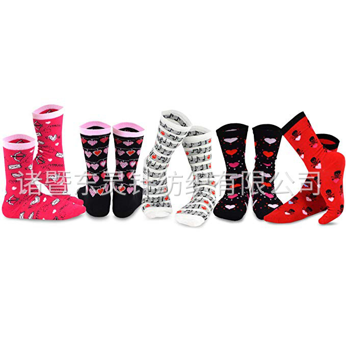 Dongling Valentine's Day Love Women's Boat Socks 5 Pairs