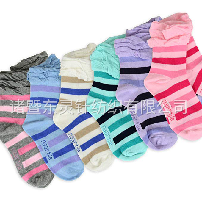 東(dōng)靈 女(nǚ)童棉質圓領基本卷筒襪，6 雙裝